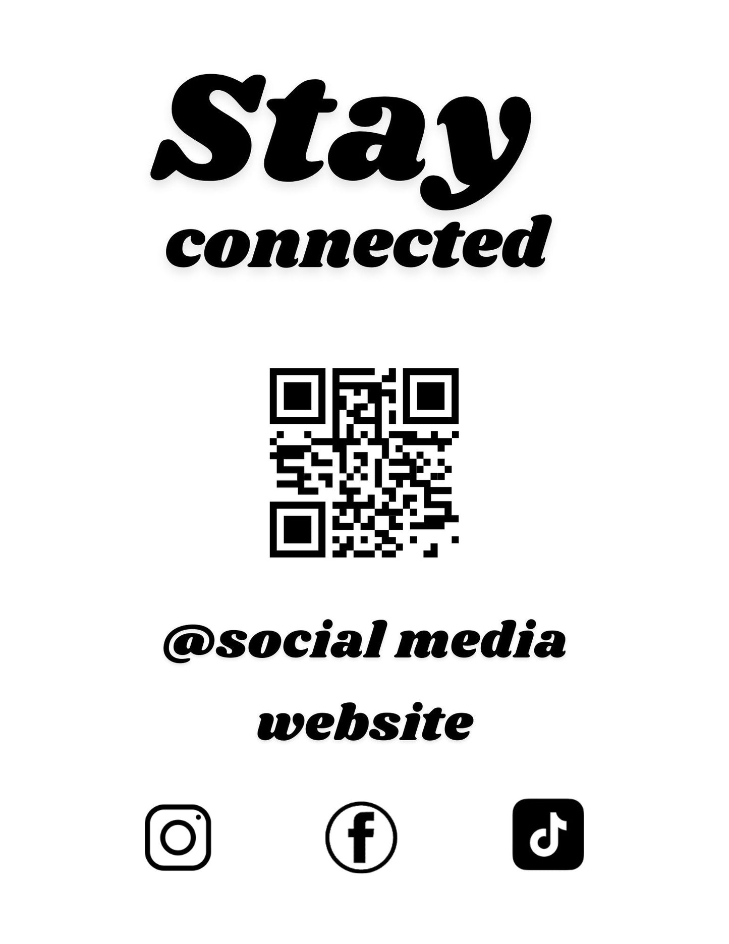 Social Media Sign Template, DIY Follow Us On Social Media, Small Business Sign, Social Media Business Sign, Canva Template DIY Sign