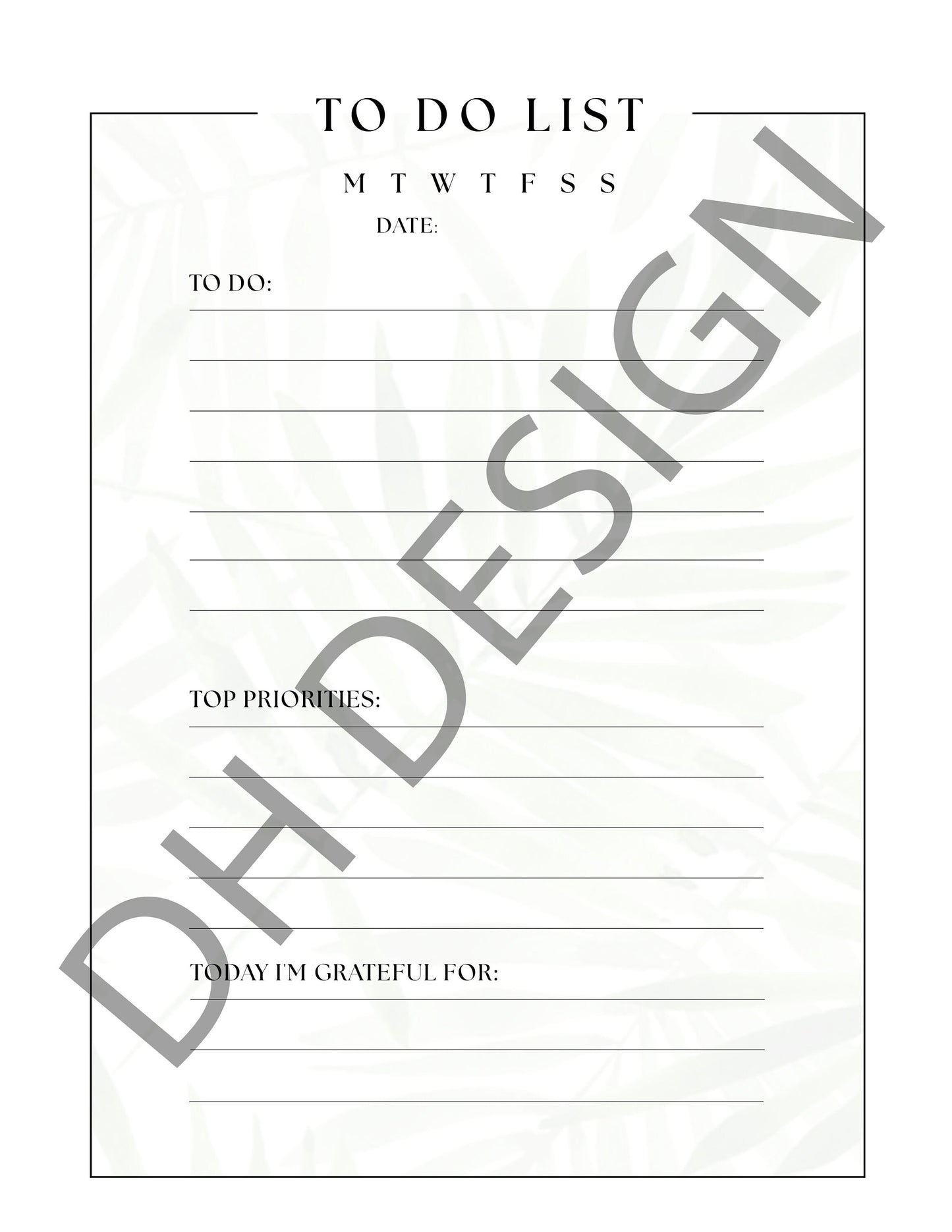 To Do List For Daily Or Weekly Organizing Template Minimalistic US Letter, A3, A4 Printable Instant Download