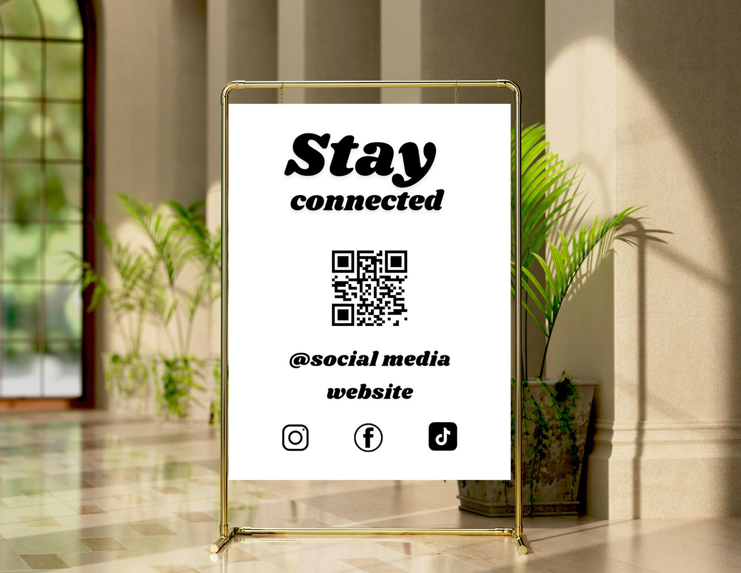 Social Media Sign Template, DIY Follow Us On Social Media, Small Business Sign, Social Media Business Sign, Canva Template DIY Sign